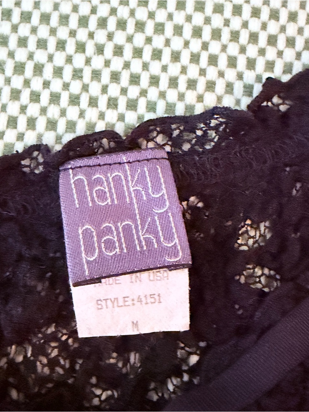 Y2K Hanky Panky Stretchy Black Lace Scoop Neck Top Size M #141 - Picture 8 of 11
